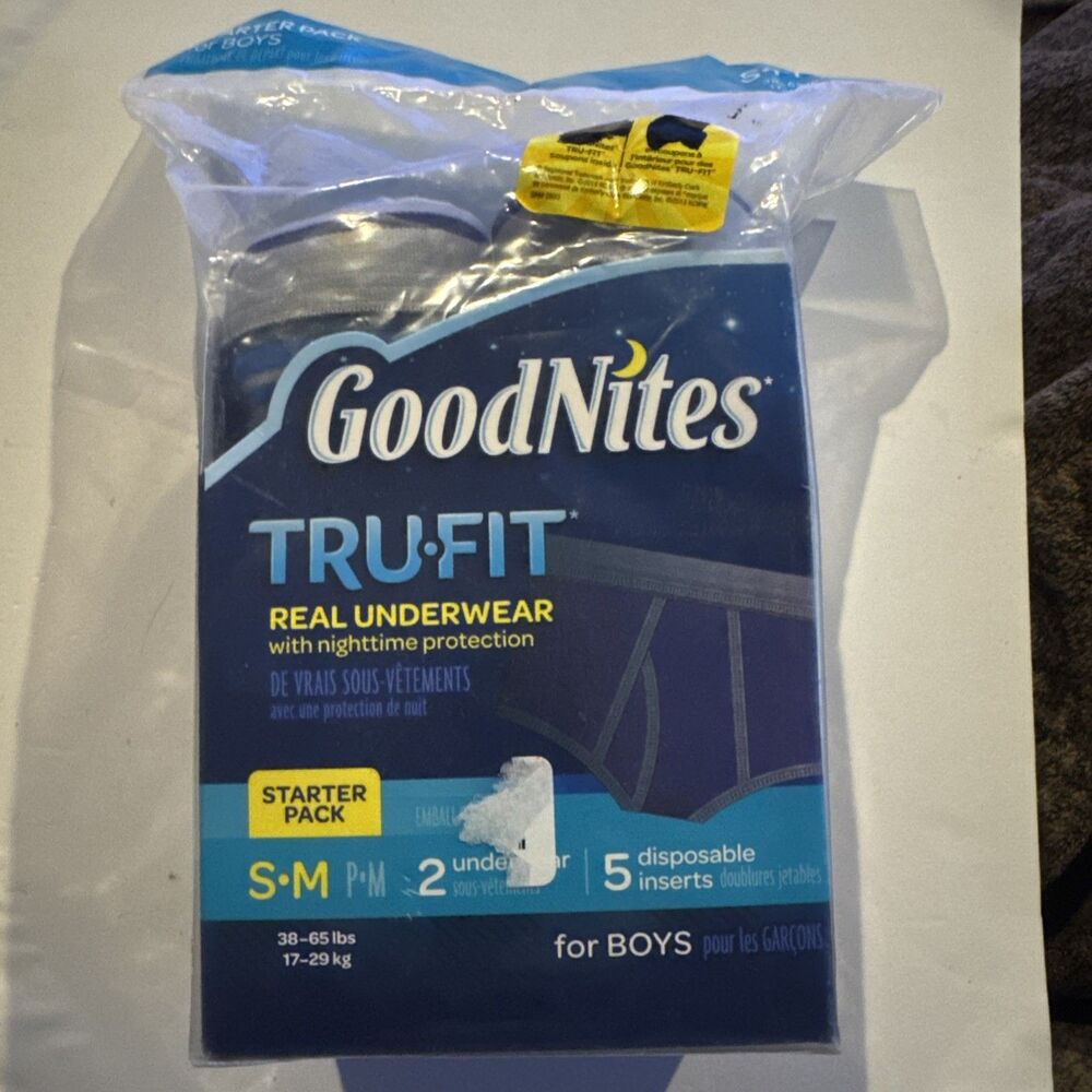 Goodnites TRU-FIT Real Underwear w/ Nighttime Protection BOYS Starter Pack S/M